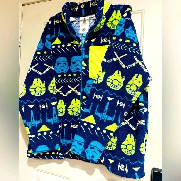 Disney Star Wars Sherpa Fluffy Fleece Full Zip Jacket Graphic Size XXL NWT - Picture 3 of 9